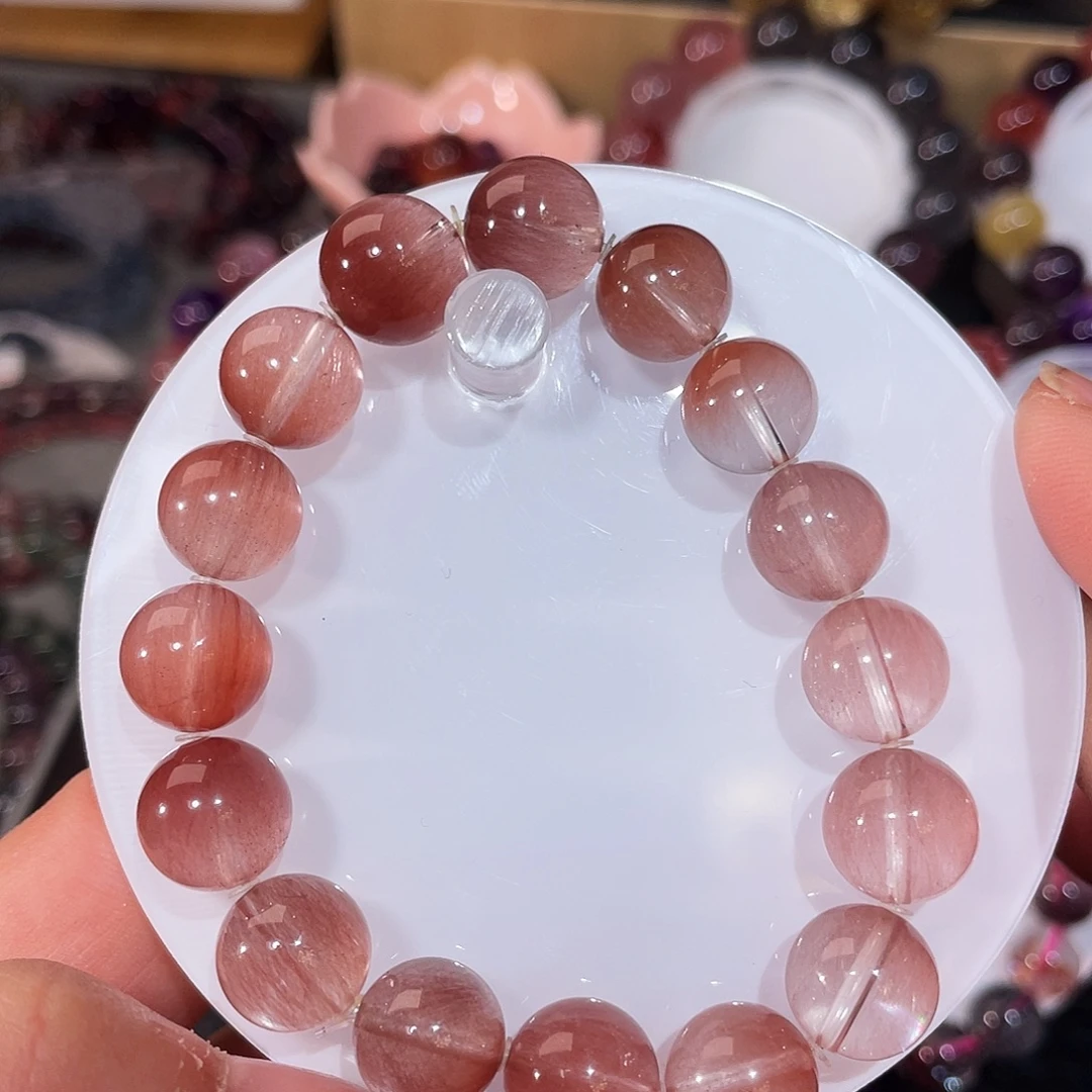 水晶未镶嵌手链豆沙红兔毛11
