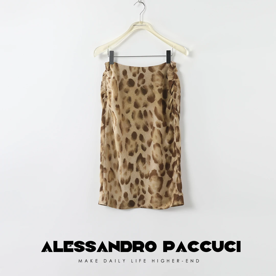 洛哥25732X【短款】乔其真丝 褶皱 微弹休闲半身裙