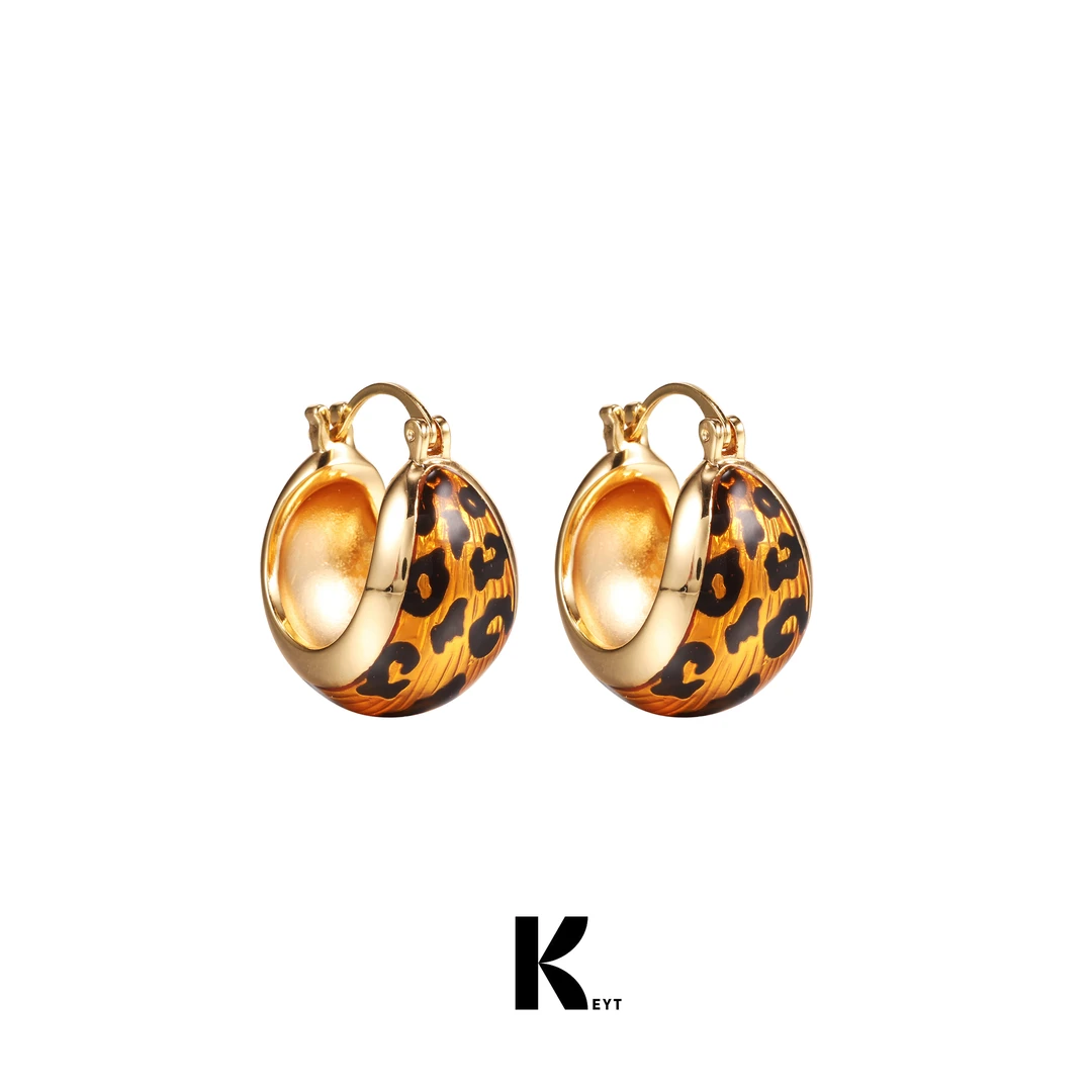 KEYT 铜合金耳饰 金色豹纹豆豆简约耳饰