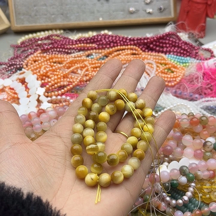 玛瑙/玉髓珠宝半成品未镶嵌一条8mm金虎眼