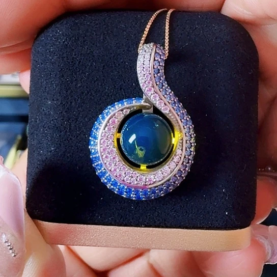 琥珀戒指银S925镶嵌多米尼加吊坠