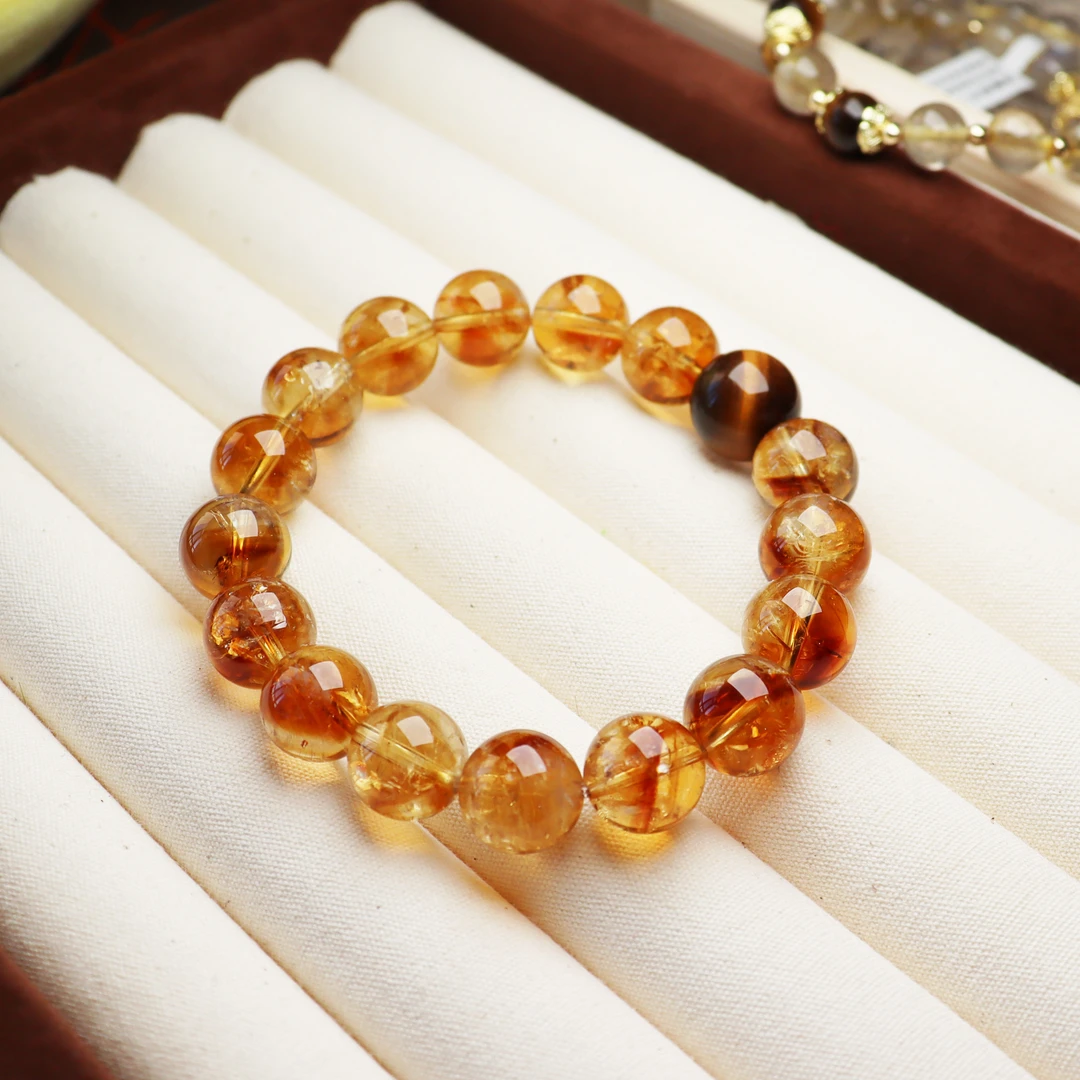 超级大满贯一夜暴富天然水晶黄水晶黄塔晶大点位男士手链虎眼石