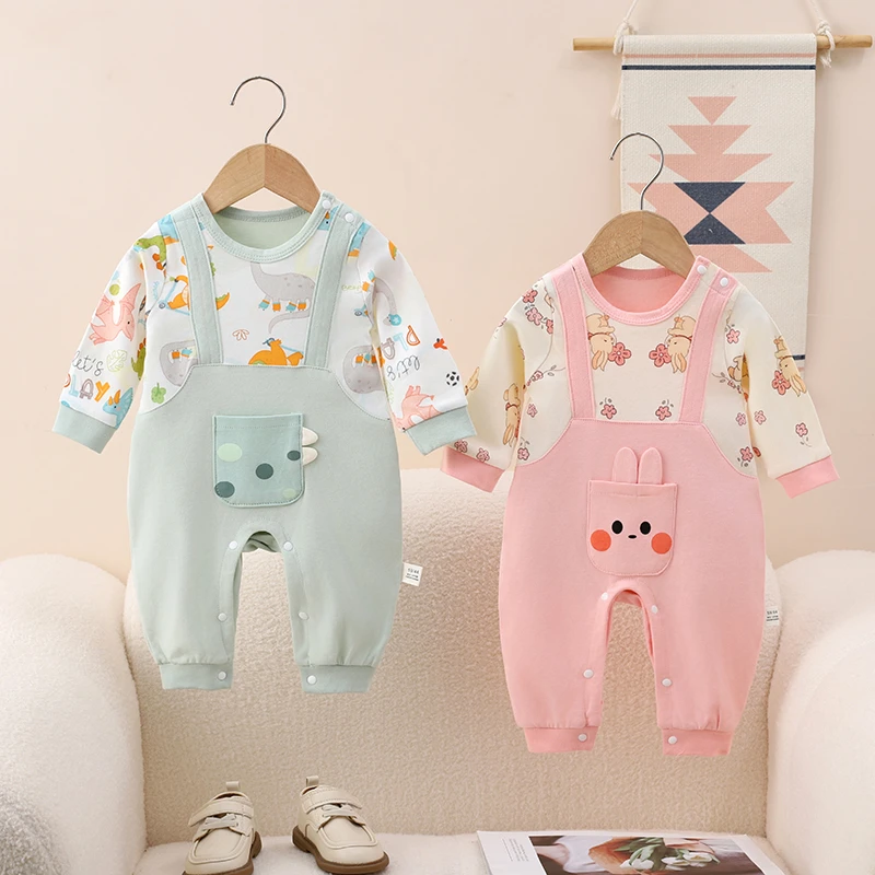 宝宝春秋款婴儿长袖卡通连体衣打底亲肤透气面料萌趣宝宝外出爬服