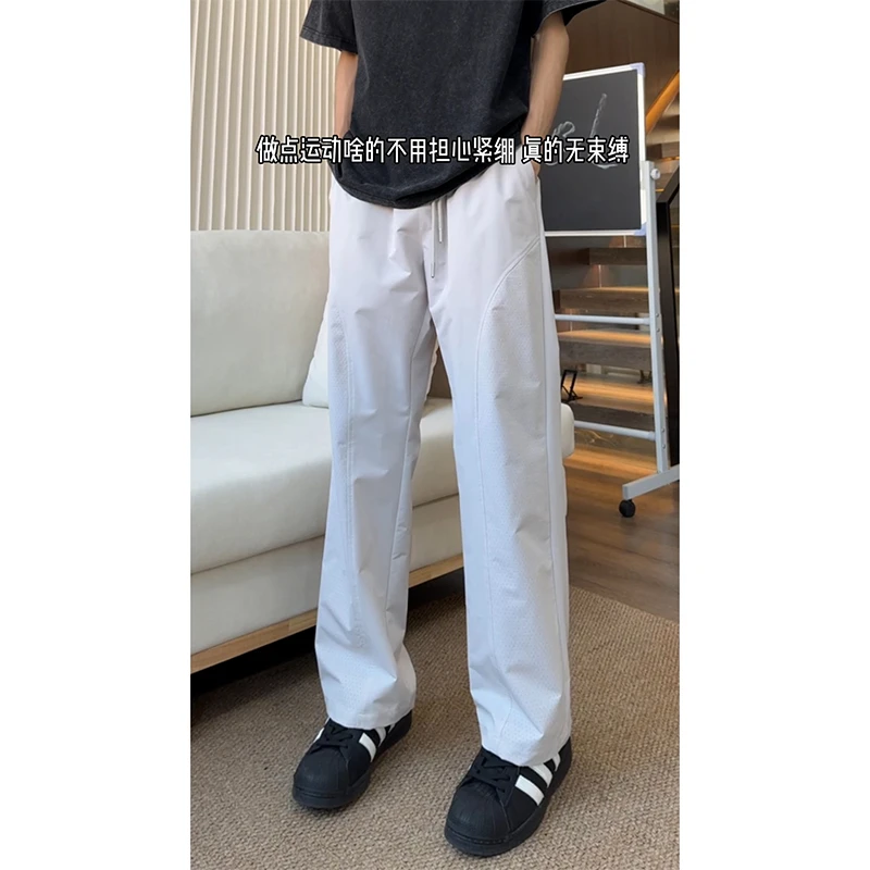 美式斜切打孔透气速干裤子男夏季薄款凉感户外运动工装弹力冲锋裤