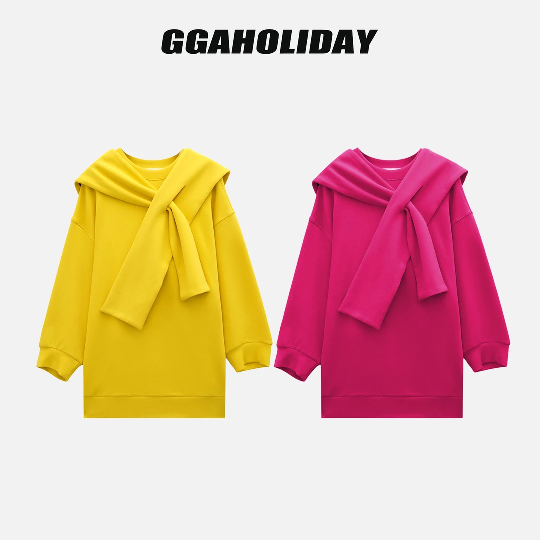 【上新】GGAHOLIDAY时尚休闲百搭洋气宽松连帽披肩长袖卫衣-153174