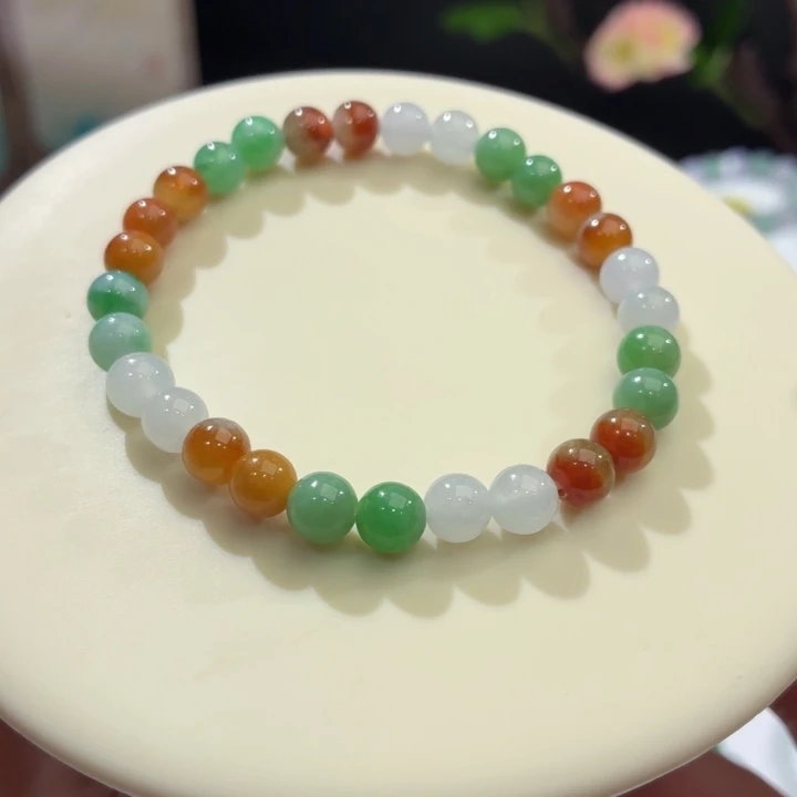 翡翠未镶嵌手链冰胶多宝卡6.9