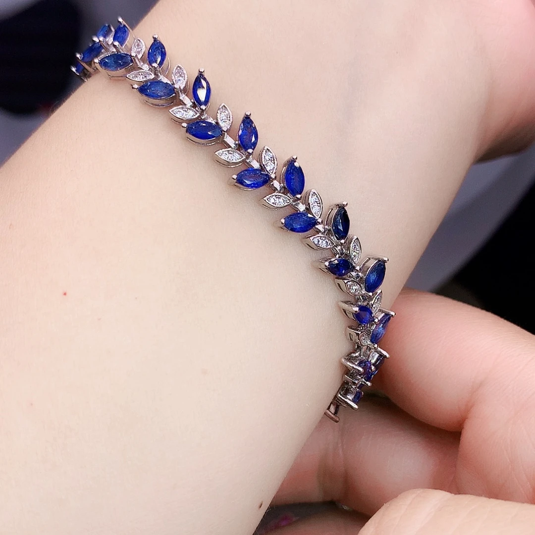蓝宝石手链银S925镶嵌