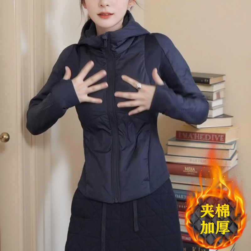 韩版百搭夹绵加厚连帽短外套2025秋冬季新款修身气质保暖短款上衣