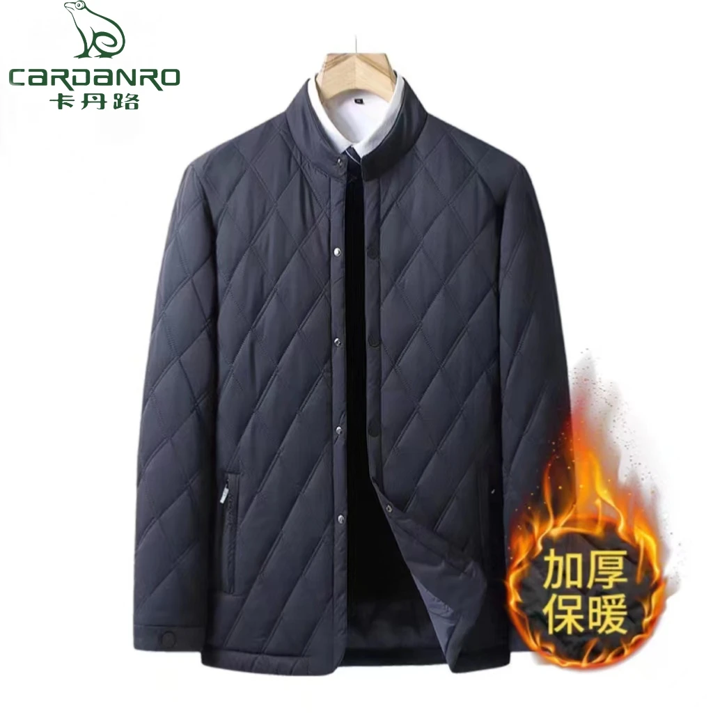 卡丹路大码中老年男士棉衣秋冬轻薄商务休闲保暖爸爸爷爷立领棉服