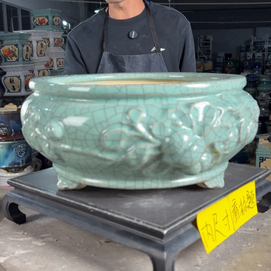 一风堂石湾花盆 内26*12微瑕缩釉