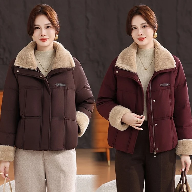 新中式国风翻领女冬季短款加厚保暖外套轻奢高端显瘦女时尚洋气女