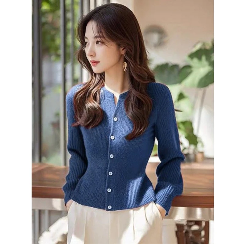 YY#法式优雅短款毛衣外套女士秋季新款韩系收腰显瘦上衣DY11185