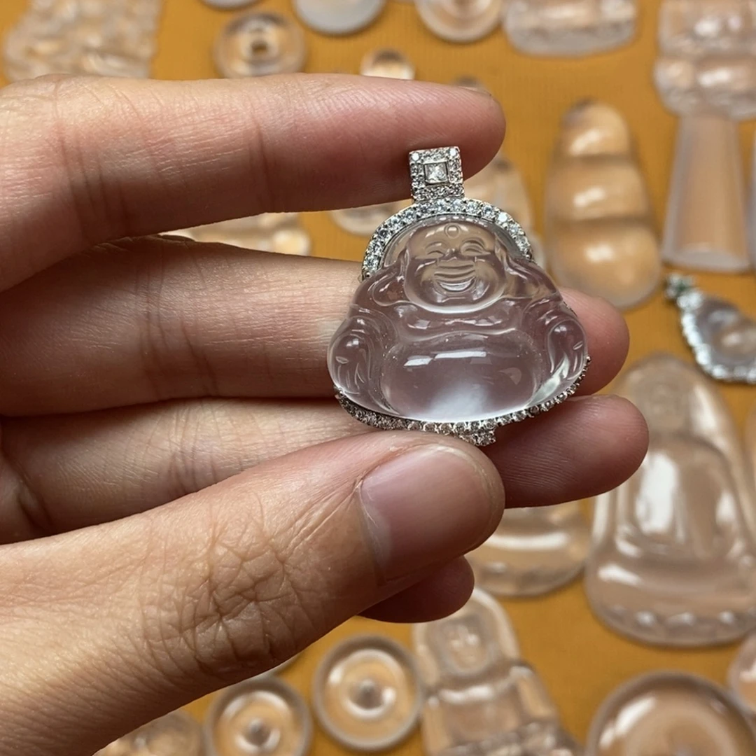 三***朵颈饰银S925镶嵌石英质玉