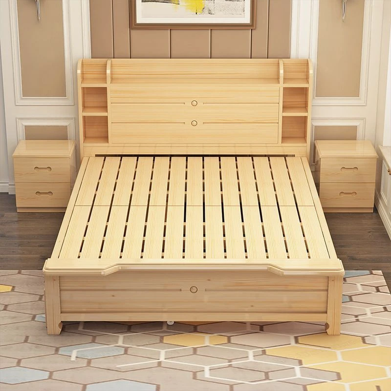 实木床带抽屉带软靠简约家用卧室双人床经济型出租房单人床现货