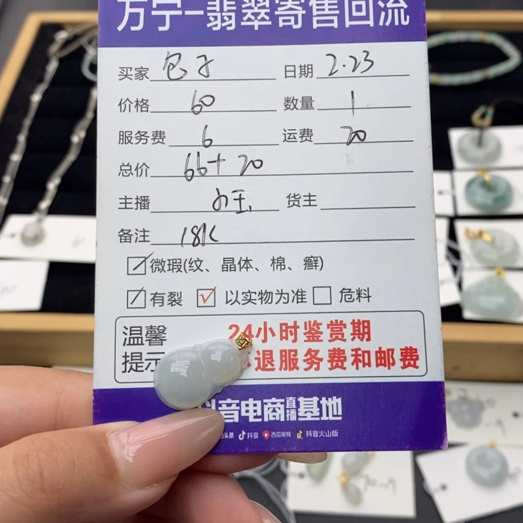 【闪购商品】翡翠颈饰18K金镶嵌包*子