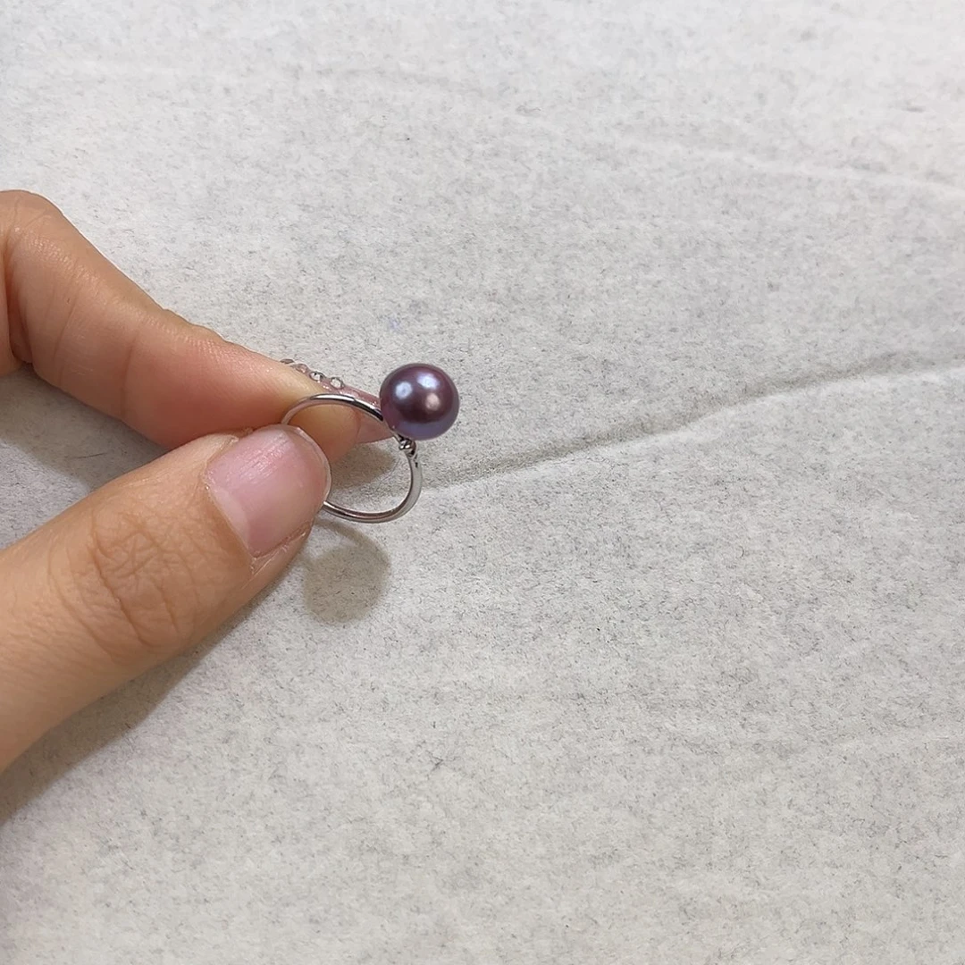 银S925镶嵌戒指淡水珍珠