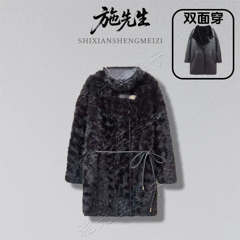 S冬季新款时尚气质水貂毛配饰显瘦百搭宽松双面穿洋气外套8033-2