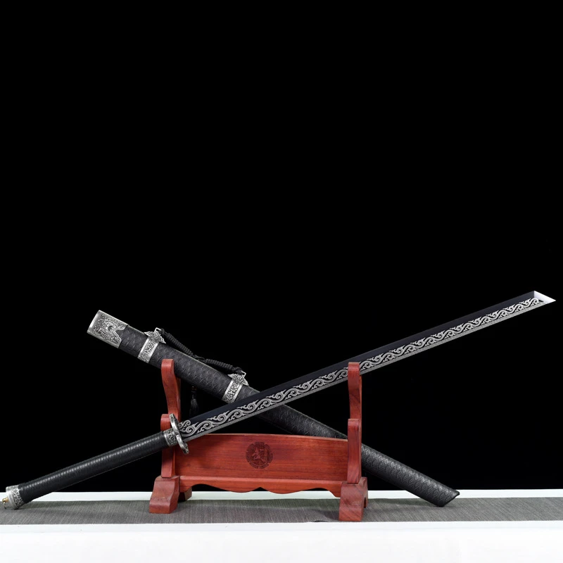 新疆包邮龙泉市天问唐横刀纯手工一体锻打唐横刀烤黑高锰钢高韧性