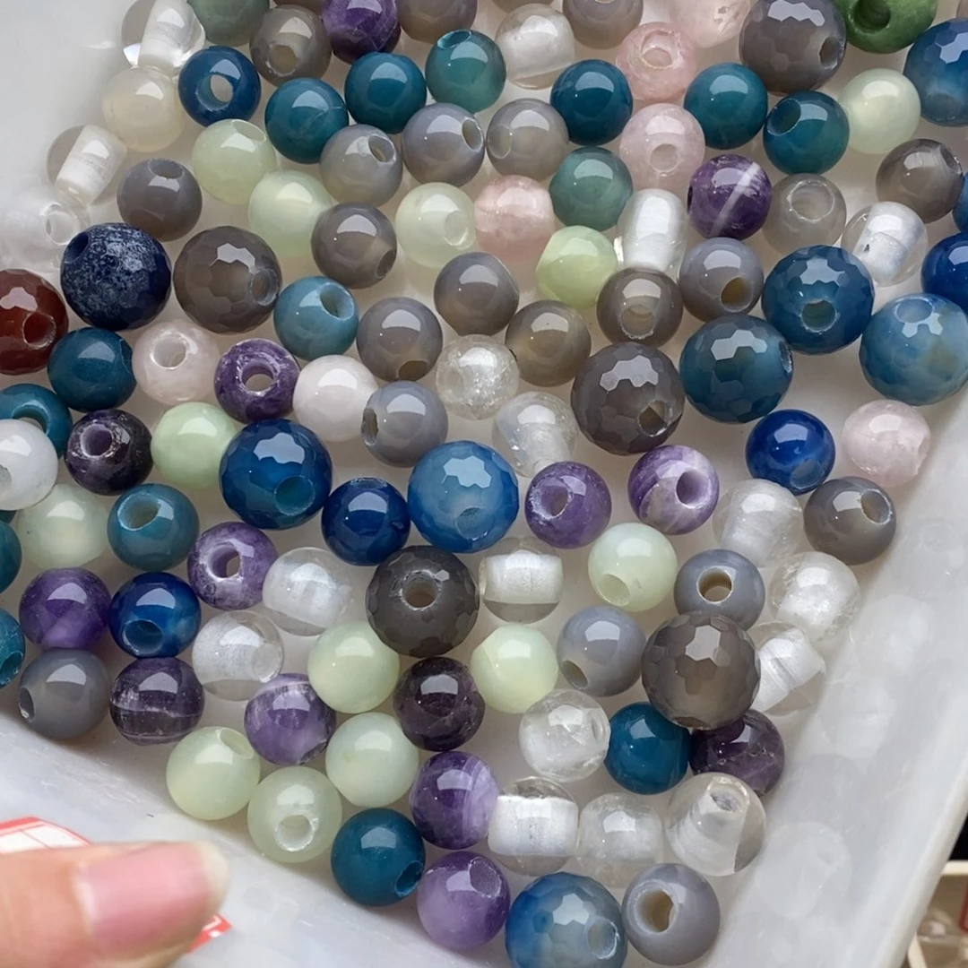 玛瑙/玉髓未镶嵌珠宝半成品打包扩孔水晶玛瑙1169