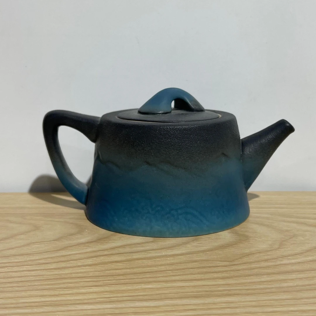 吾游茶器路宝釉山海壶渐变蓝陶瓷泡茶壶