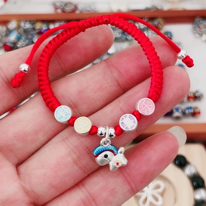 珐琅吊坠足银平安喜乐马