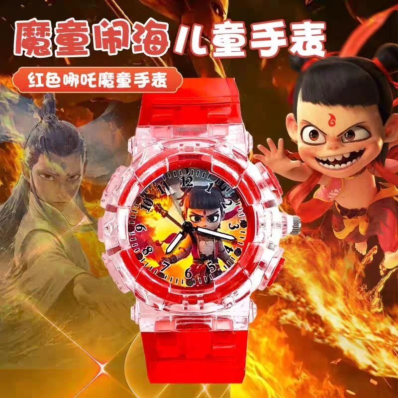 【防摔电子表】新款敖丙哪吒七彩发光手表小学生玩具手表儿童卡通