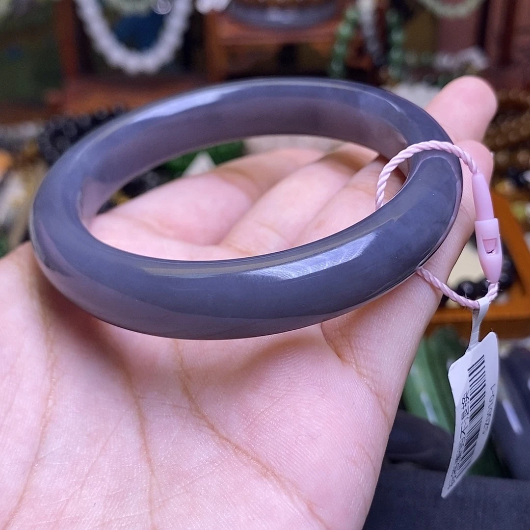 和田玉未镶嵌颈饰浓烟紫老矿料手镯57圈