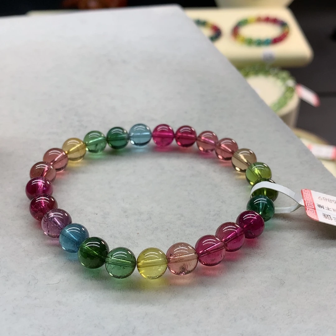 【闪购商品】未镶嵌手链碧玺荧光色标单圈7.2