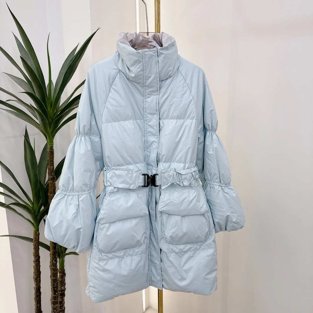 棉服时尚休闲百搭女士连帽收腰中长款冬季65