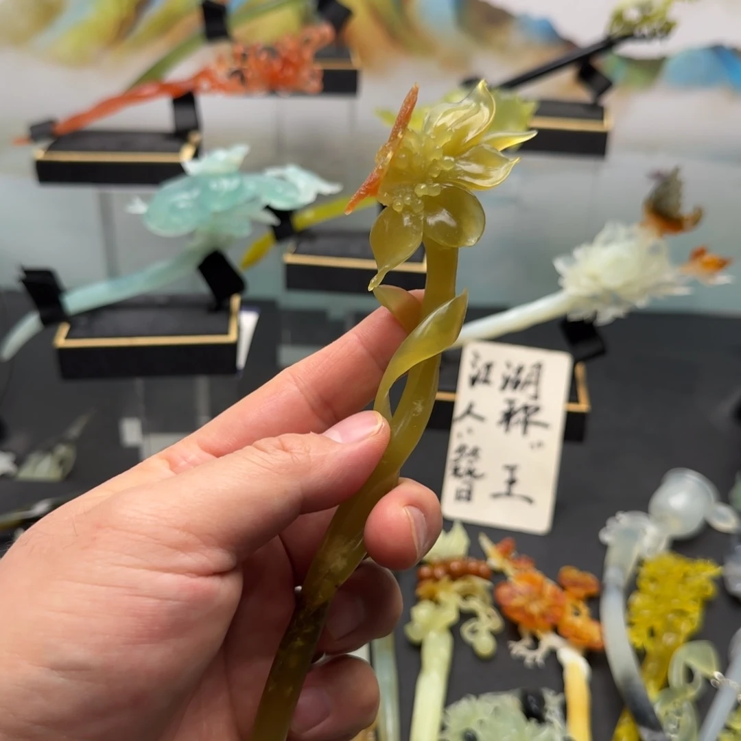 岫玉发饰未镶嵌明君玉簪就是好看