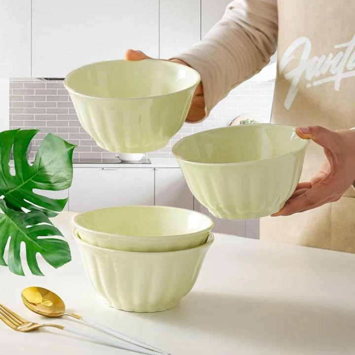 【2只】奶油绿色6英寸雅枫碗面碗家用创意大号个性大碗清货微瑕