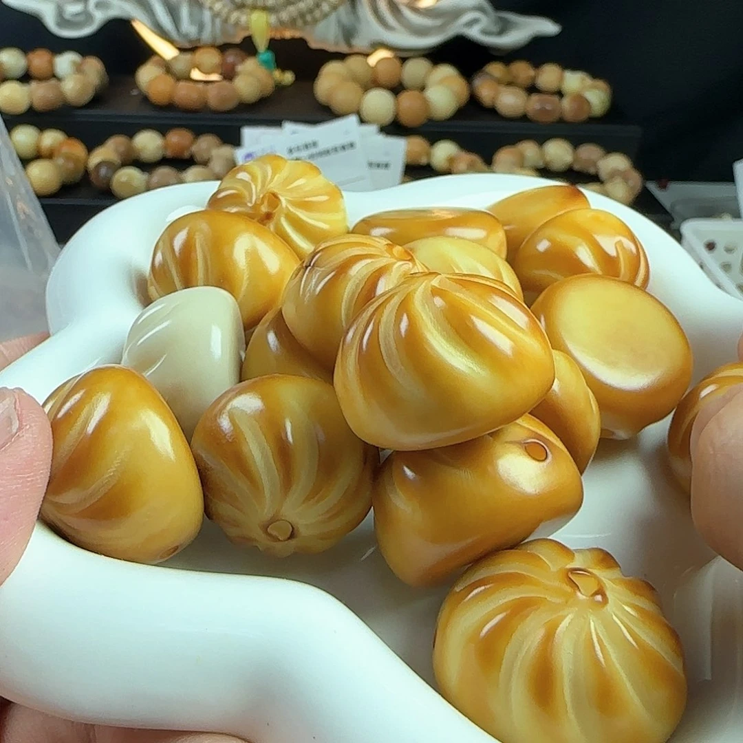 菩提根/象牙果手串瑕疵卡大炭烧包子4颗不挑瑕有裂