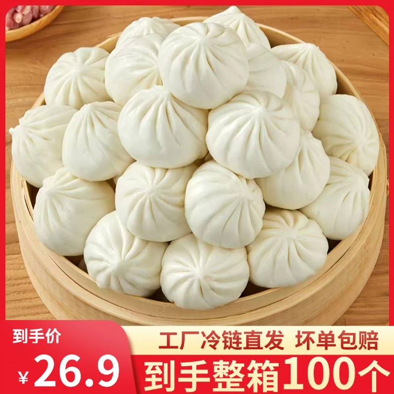 【到手100个】鲜肉小笼包猪肉大葱小笼包速早餐速食半成品400g*5袋T