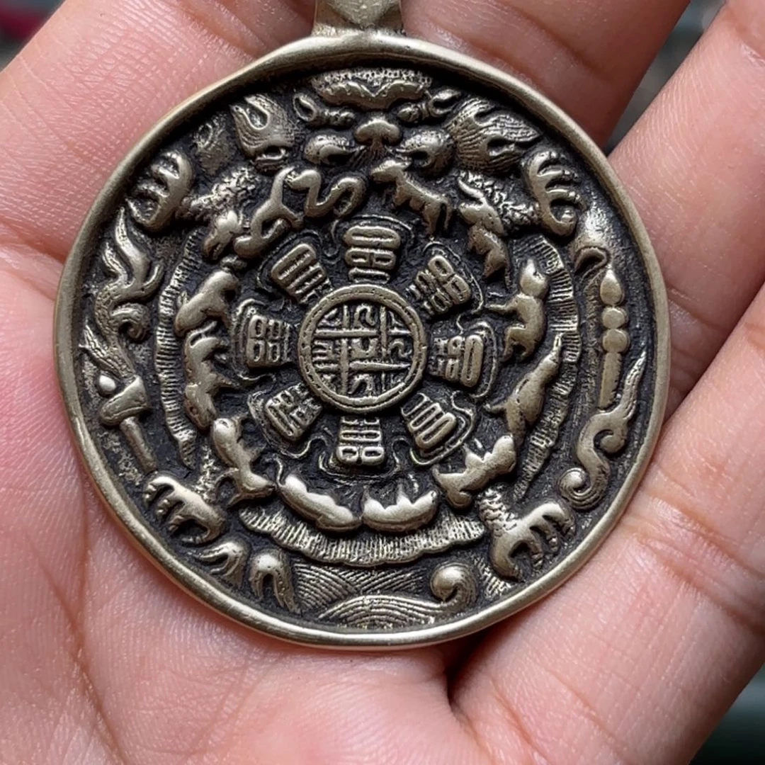 铜星月菩提吊坠项链