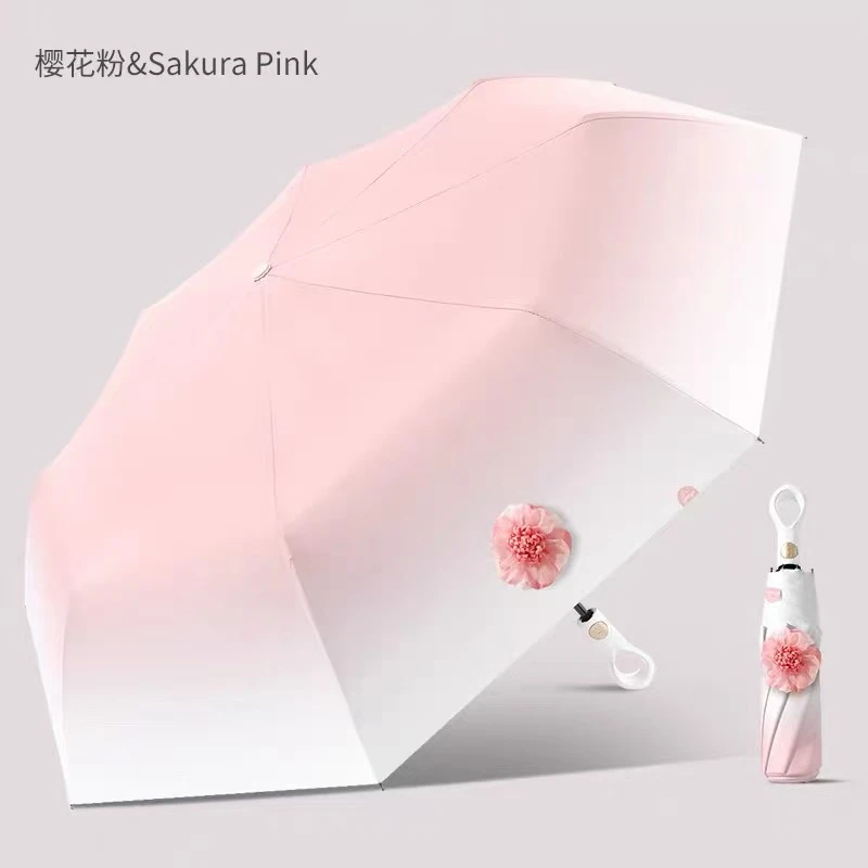 小清新加大加固加厚全自动渐变雨伞男女晴雨两用防晒防紫外线遮阳