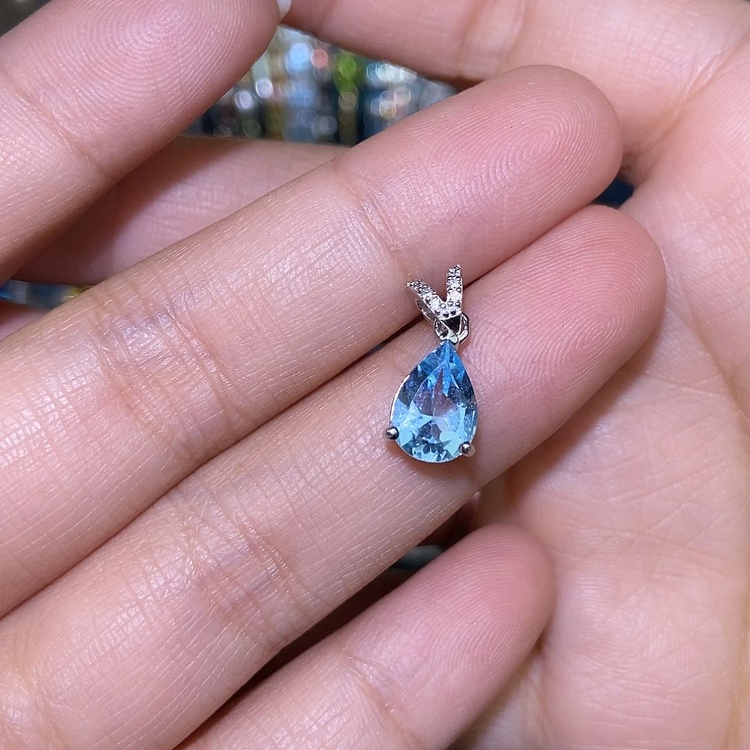 托帕石银S925镶嵌项链