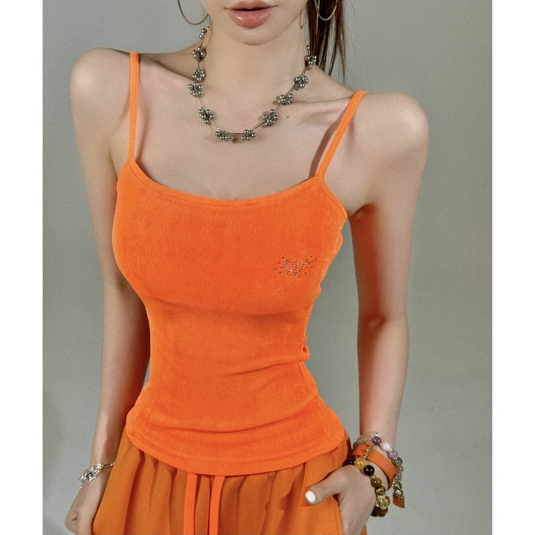 LI婉君【糖果色系】夏季短款百搭性感修身外穿吊带背心LWJ24A1T727