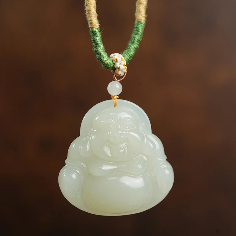 【鑫浩矿业】新疆和田玉-暖色高润佛公吊坠挂件一件46-50mm