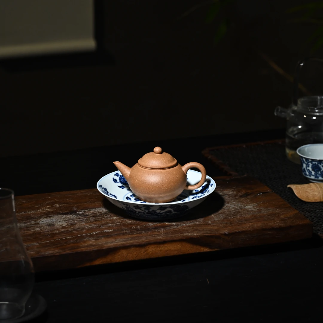 宜兴原矿紫砂壶 水平壶 手工制作 原矿无添加老黄段100cc