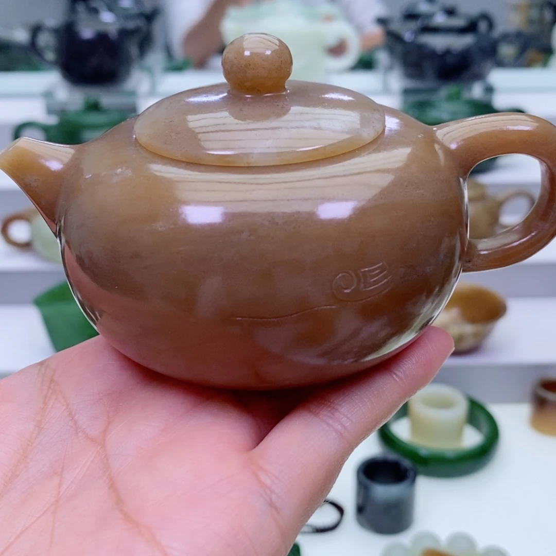 本***.未镶嵌和田玉摆件茶壶