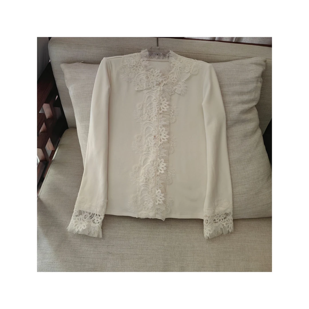 【奶油糖霜】精致蕾丝花边舒服软糯绒感衬衫25461362