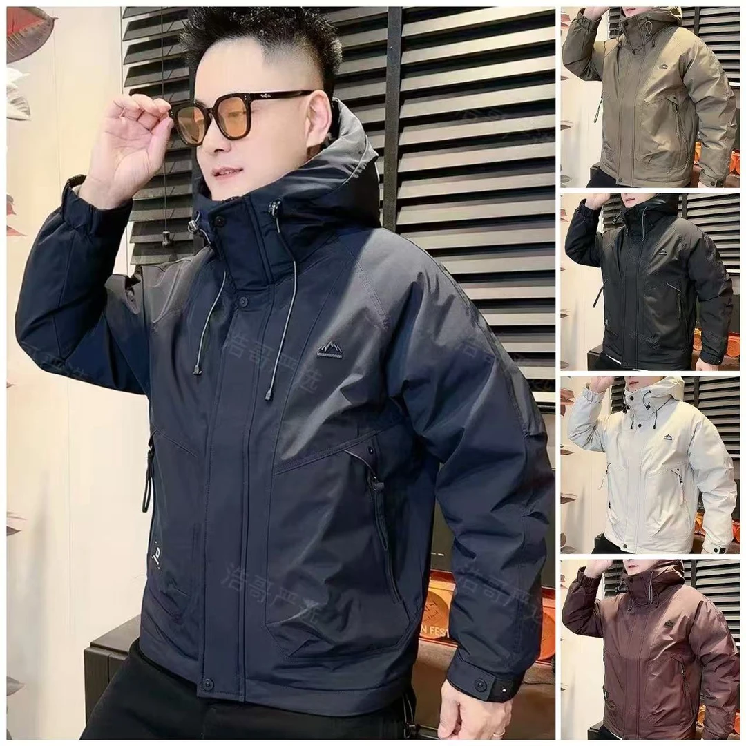 冬季新款户外工装防风连帽羽绒服国标加厚休闲情侣羽绒服9899