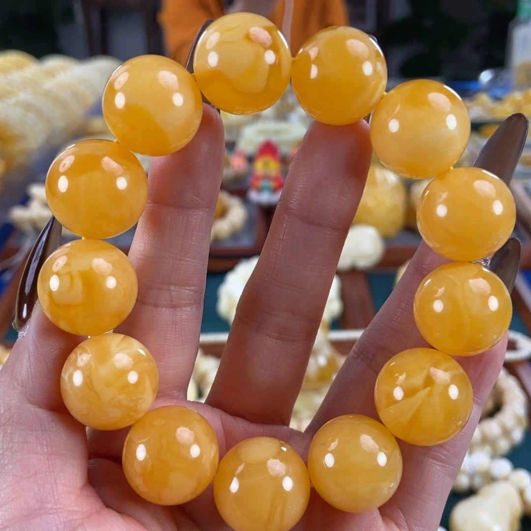 琥珀未镶嵌珠宝奇石18圆珠45.56
