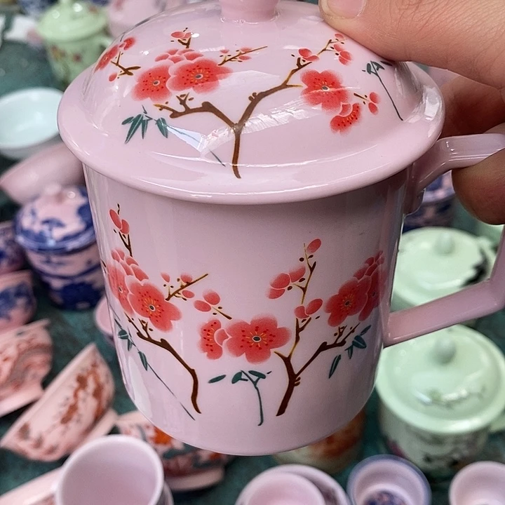 摆件陶红稀土翠竹直筒办公杯