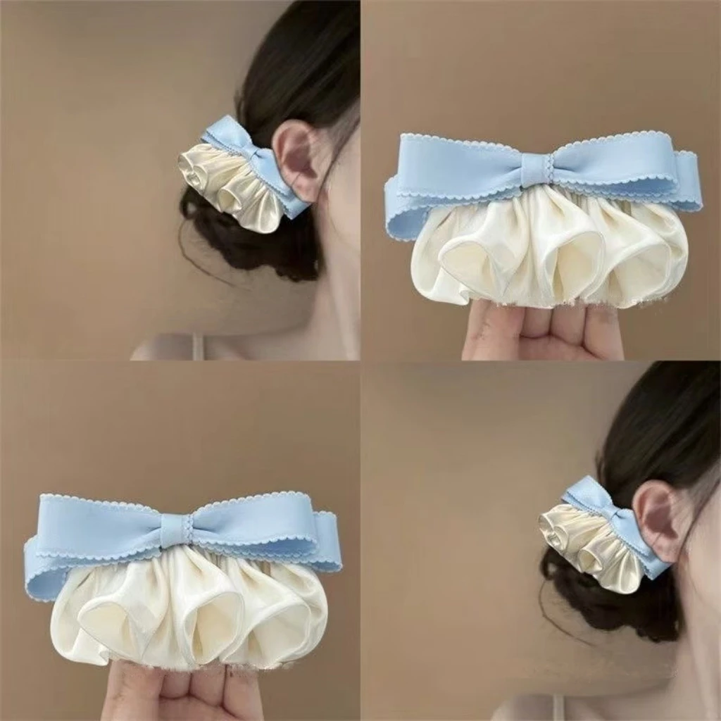 法式气质甜美缎面蝴蝶结发夹发卡边夹芭蕾风百搭后脑勺侧边夹