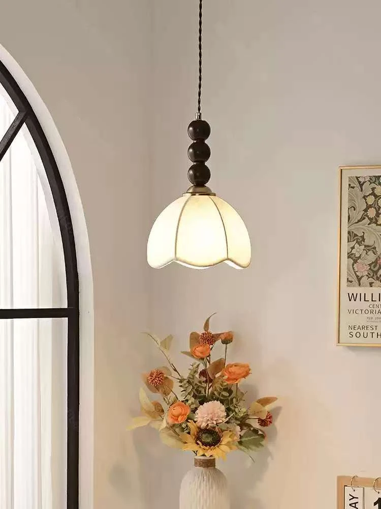 全铜卧室床头灯小吊灯法式复古中古餐厅餐桌吧台吊线灯