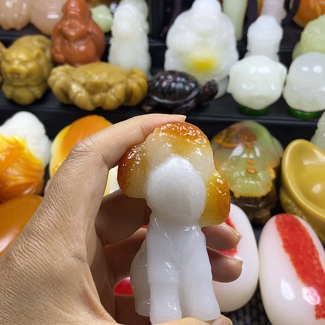 无花朵原石手把件
