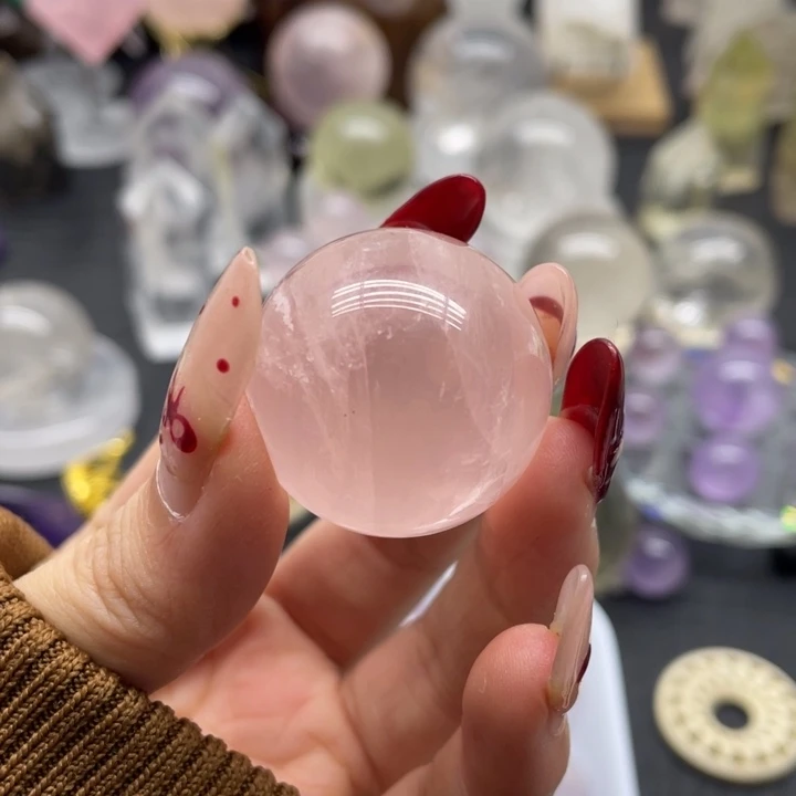 水晶8未镶嵌六芒粉30mm