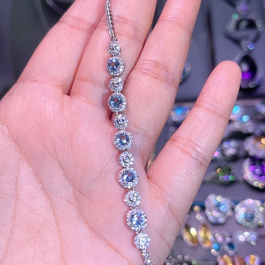 【闪购商品】海蓝宝石手链银S925镶嵌兔**丁
