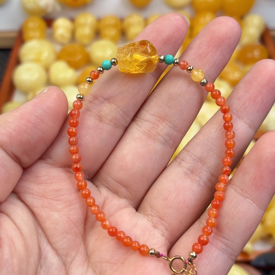 蜜蜡未镶嵌毛衣链蜜蜡